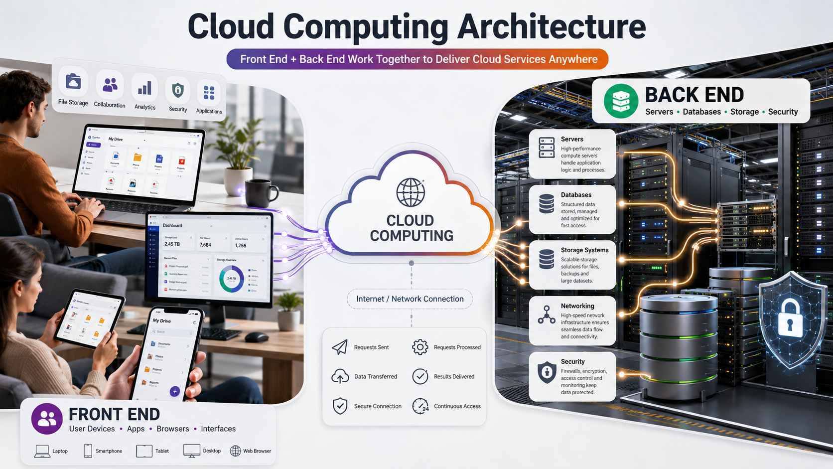 Cloud computing architecture infographic: how cloud computing works