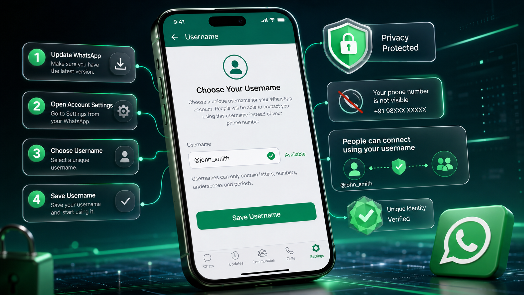 how to set username in whatsapp