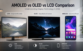 Display technology comparison in 2026: AMOLED vs OLED vs LCD,