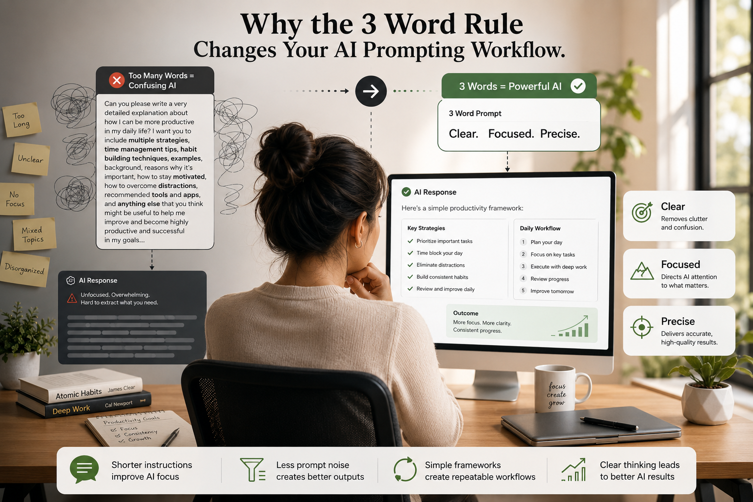 Simplifying AI prompts for better results:3 word rule in ChatGPT