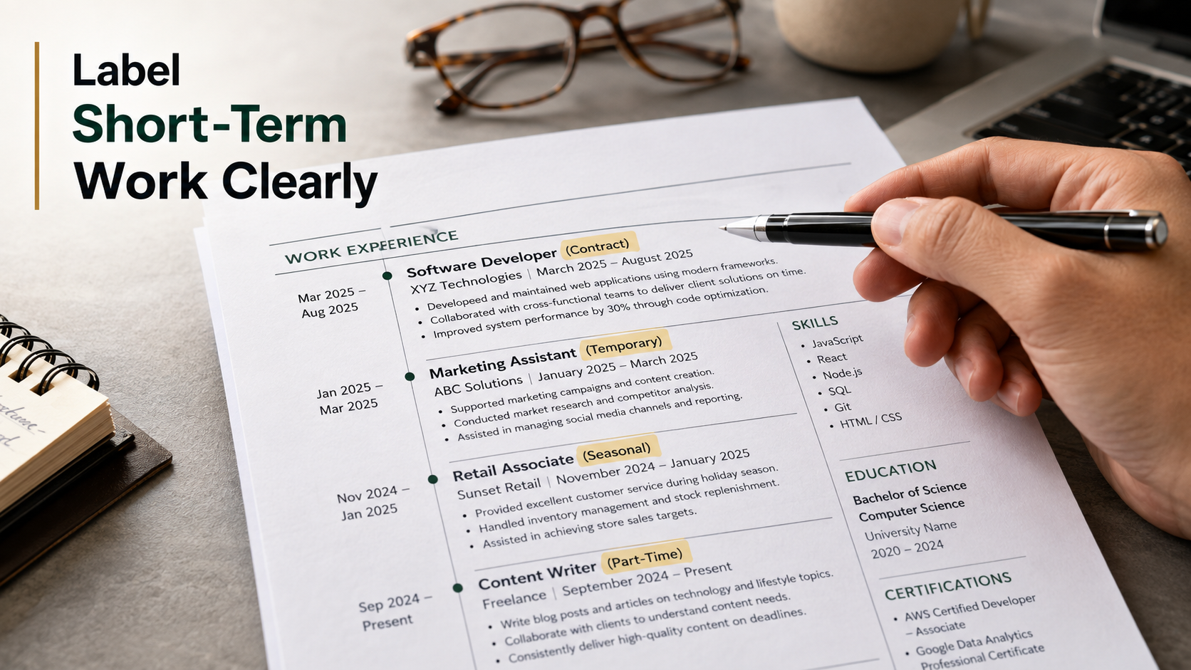 Short-Term Jobs on Your Resume