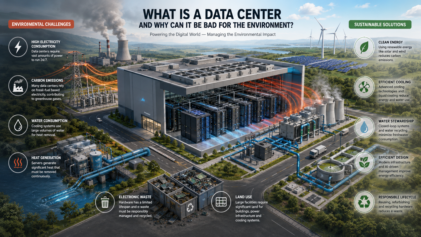 Data Centers: Challenges and Sustainable Solutions