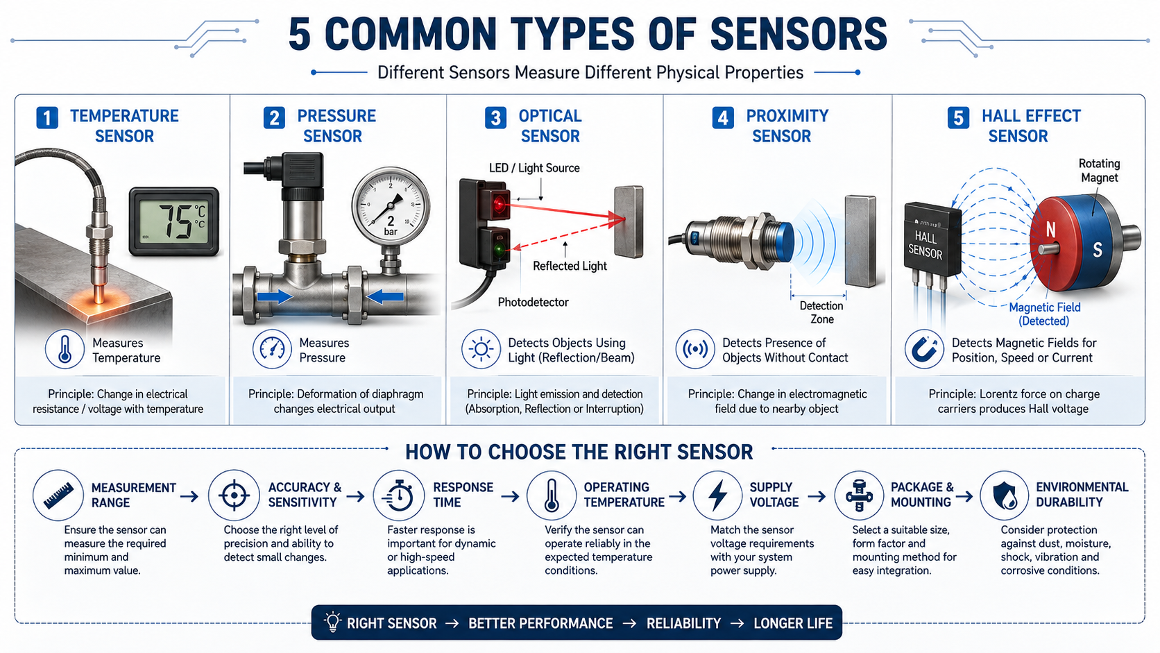 Five Common Sensor Types Guide
