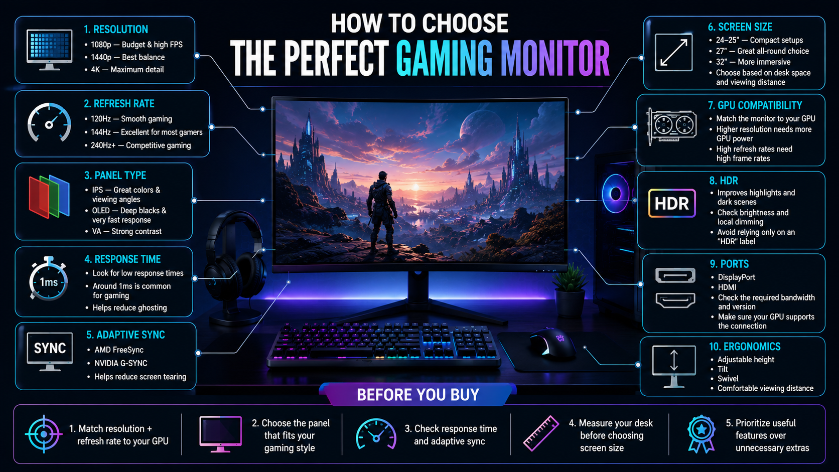Gaming Monitor Buying Guide Infographic