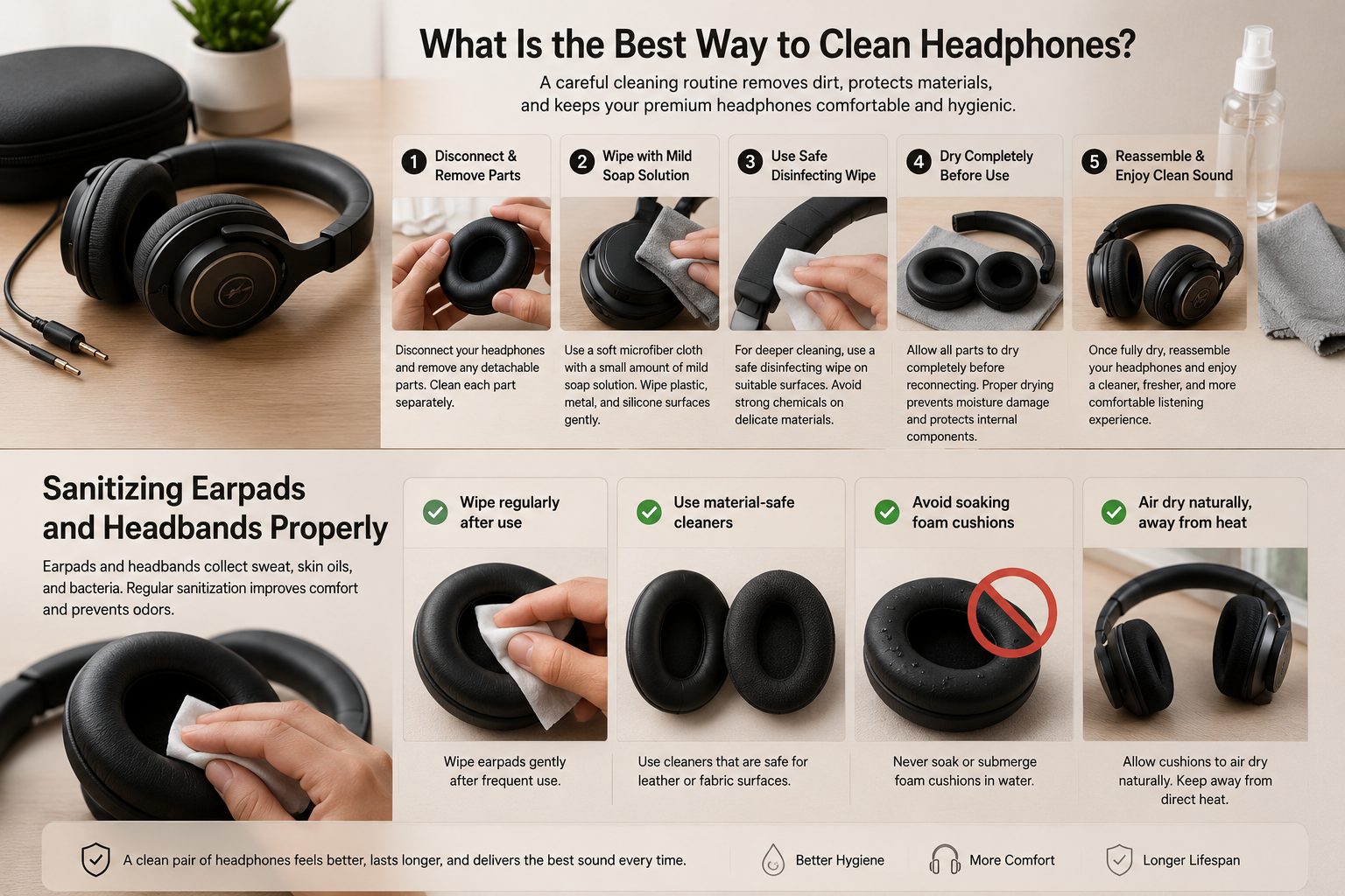 Headphone Cleaning Guide Infographic