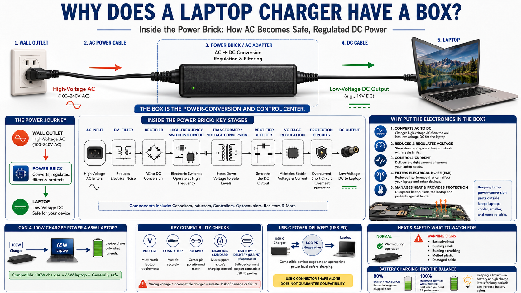 Laptop Charger Power Journey Infographic