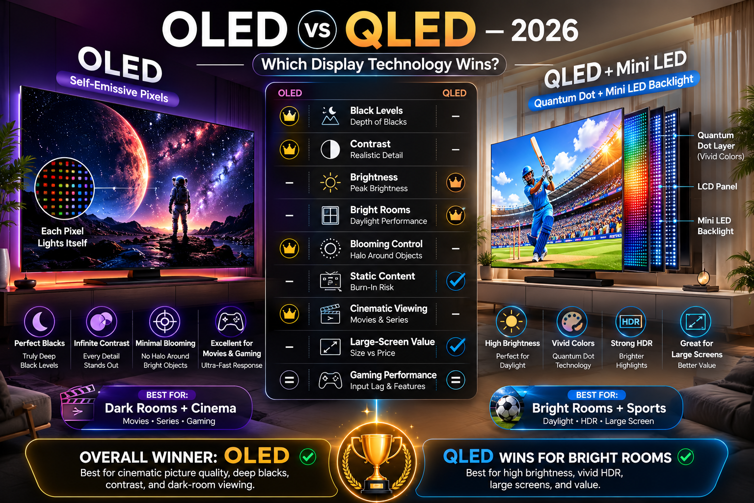 OLED vs QLED: 2026 Display Showdown