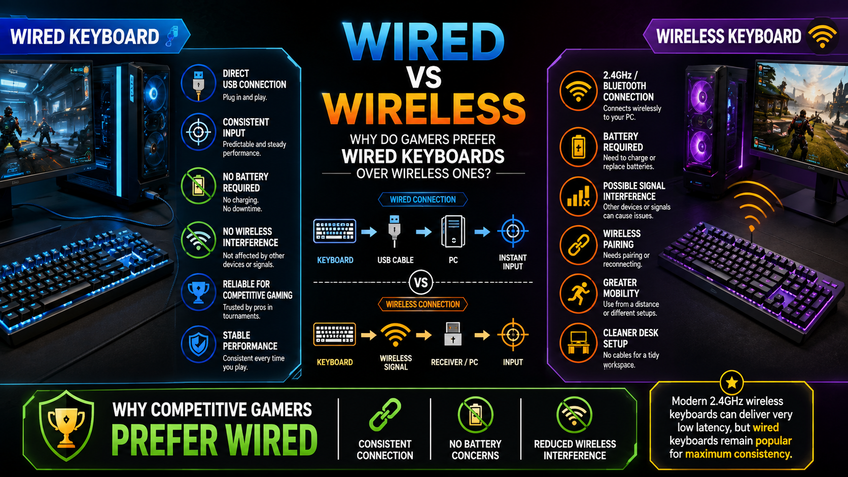 Wired vs Wireless Gaming Keyboards