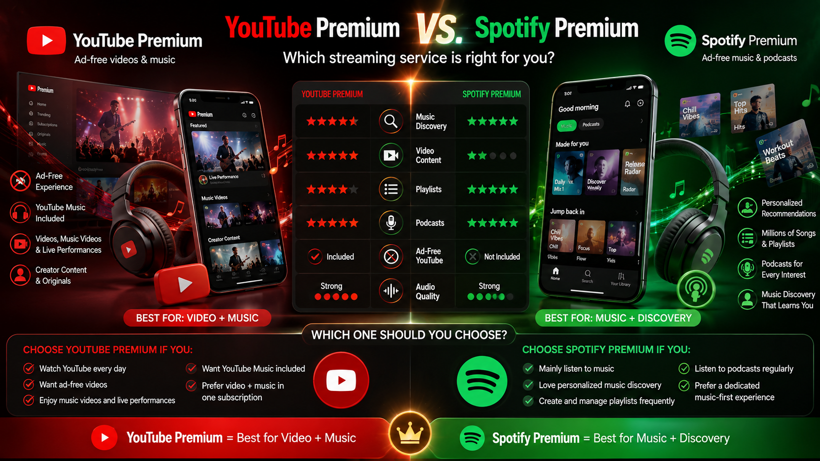 YouTube Premium vs Spotify Premium Comparison