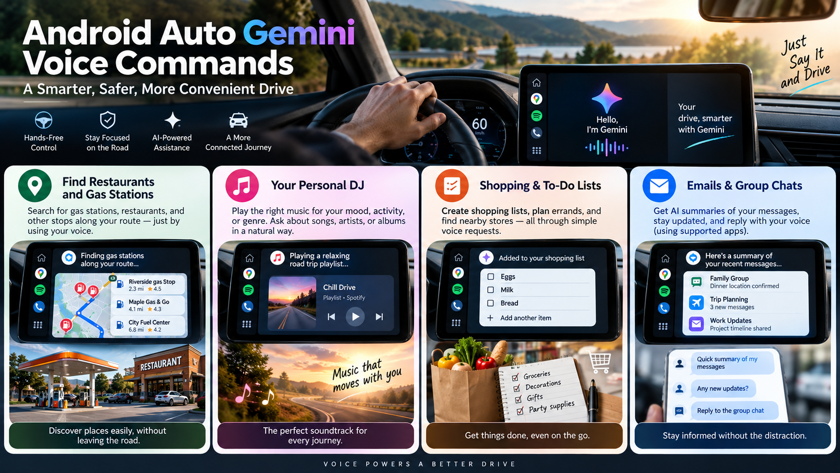 Android Auto Gemini voice commands