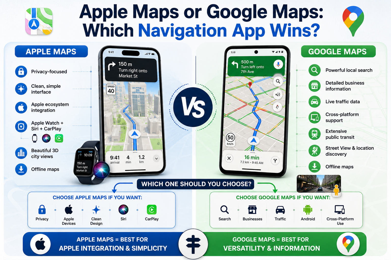 Apple Maps vs Google Maps Comparison