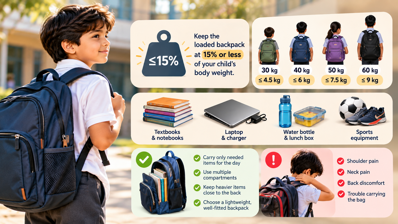 how much should a school backpack weigh