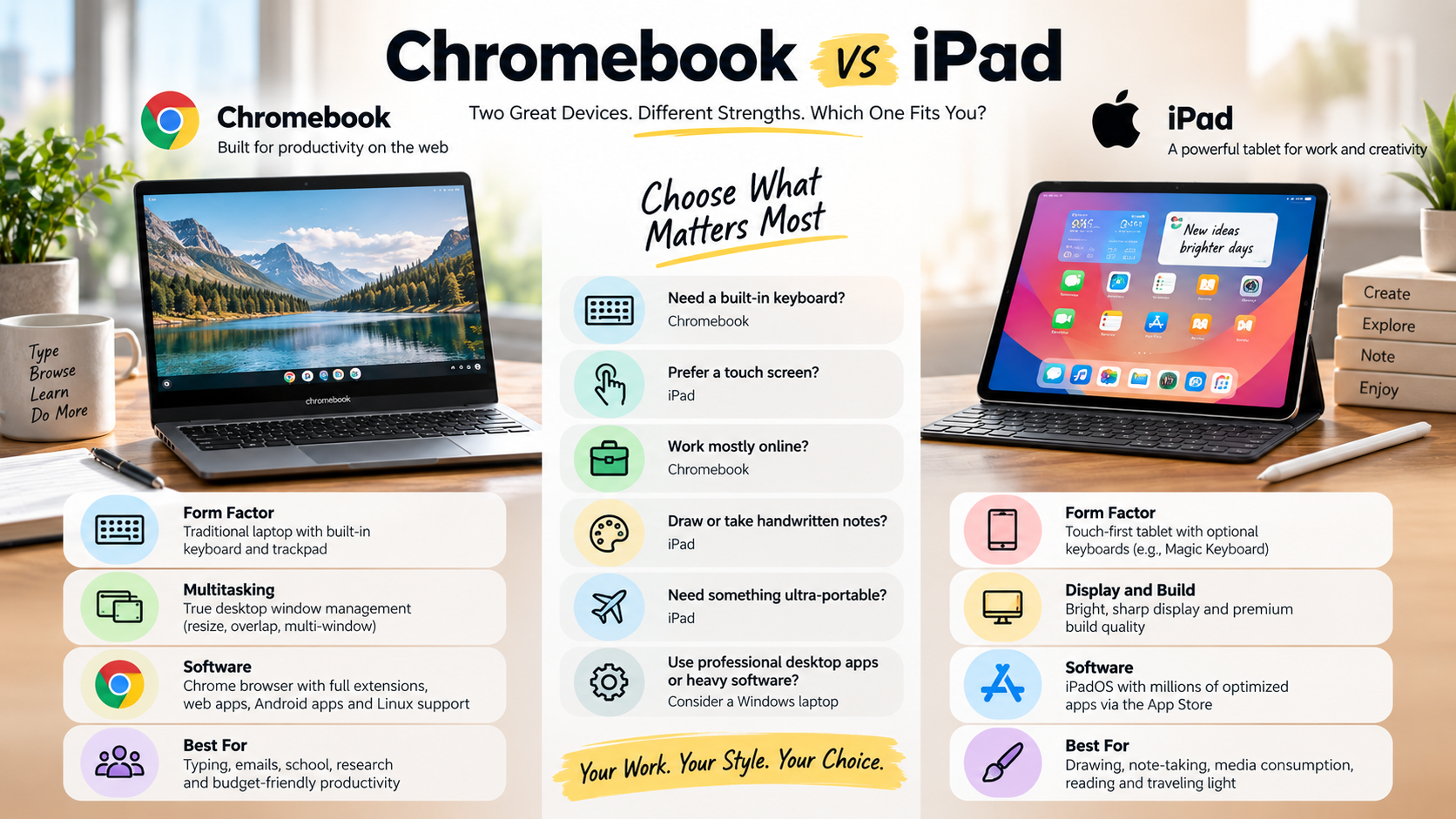 Chromebook vs iPad: Find Your Fit