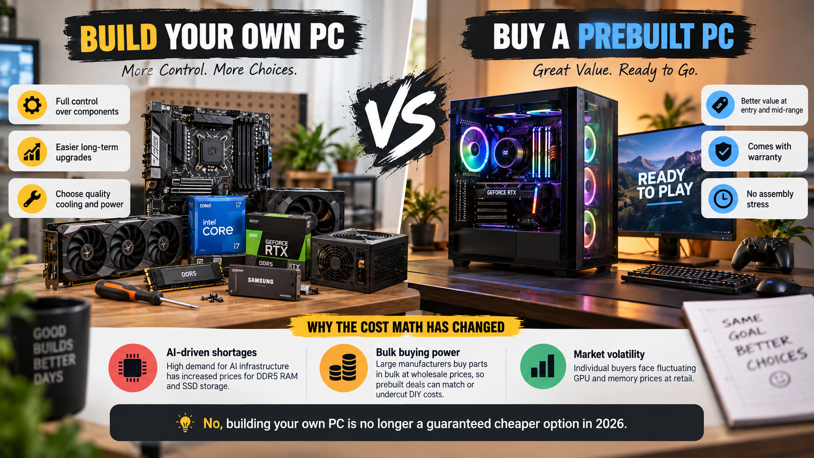 DIY PC Build vs Prebuilt: 2026 Cost Showdown