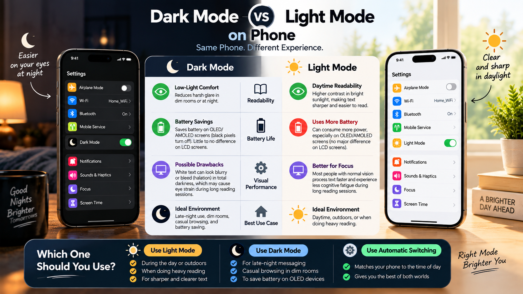 Dark Mode vs Light Mode on Phones