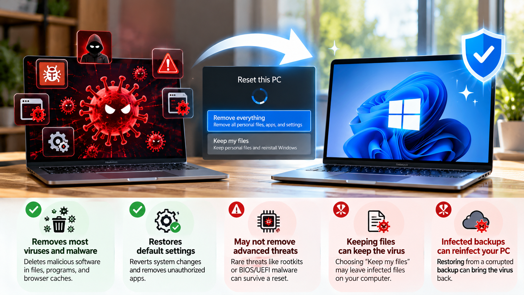 does a factory reset remove a computer virus