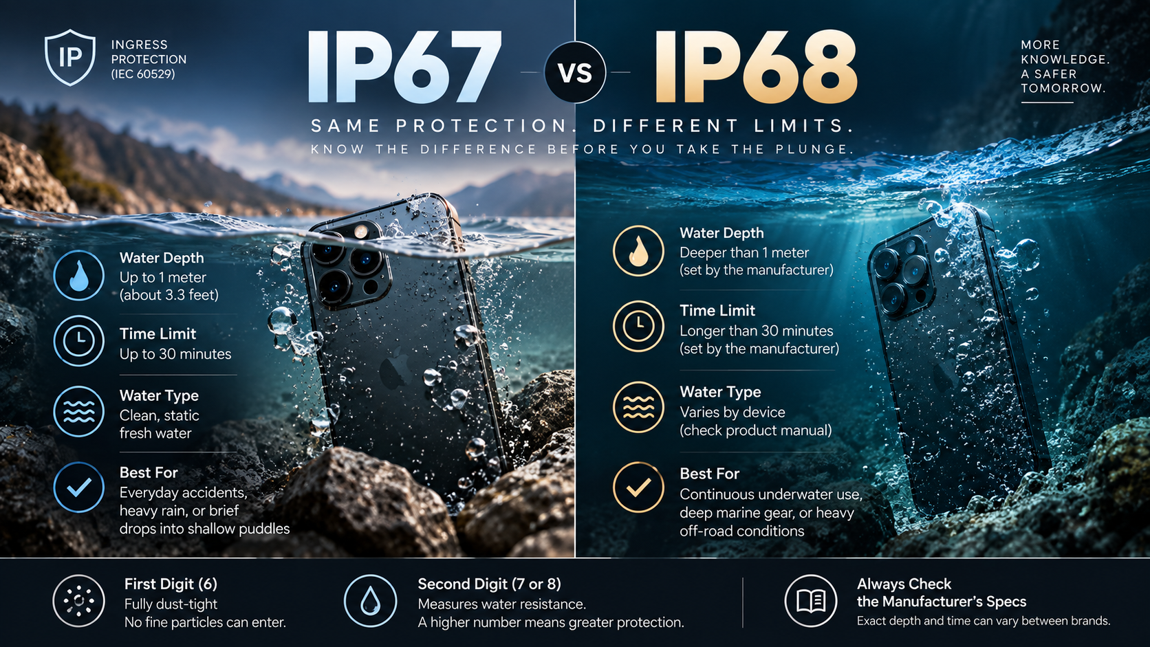 IP67 vs IP68: Water Resistance Compared