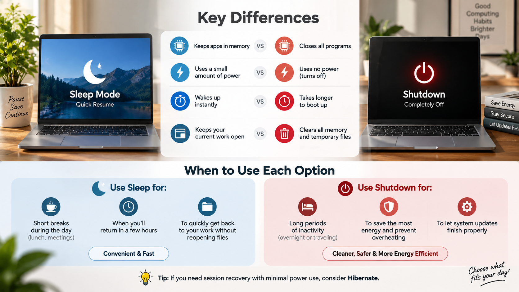 Sleep vs. Shutdown: A Practical Guide