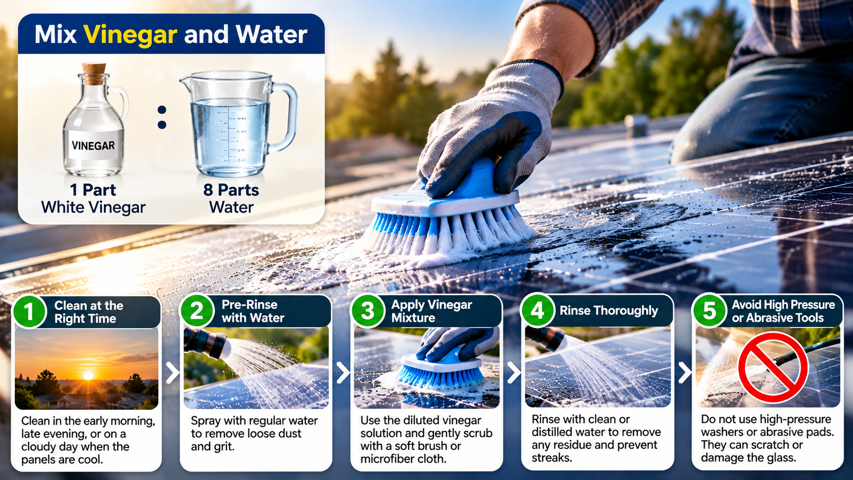 Solar Panel Cleaning Guide Infographic