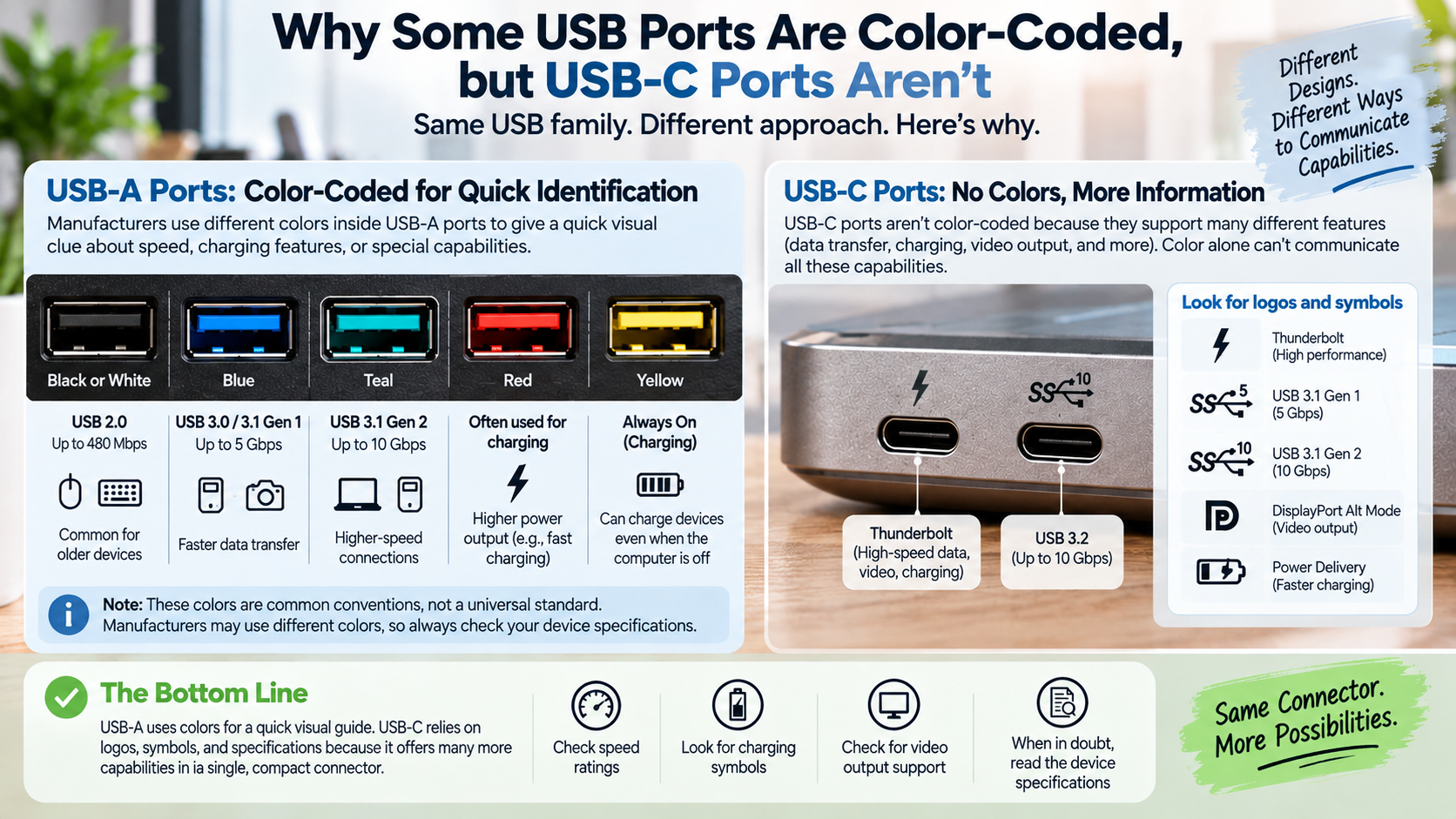 USB Colors Explained: A USB-A and USB-C Guide