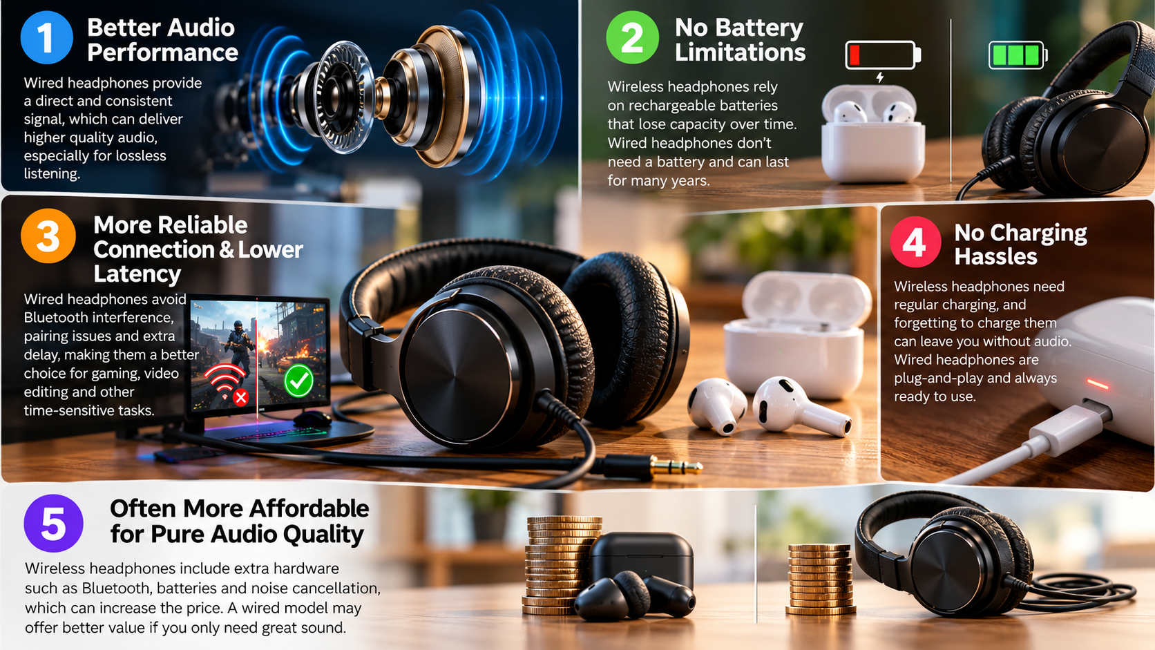 Wired vs Wireless Headphones: 5 Key Advantages