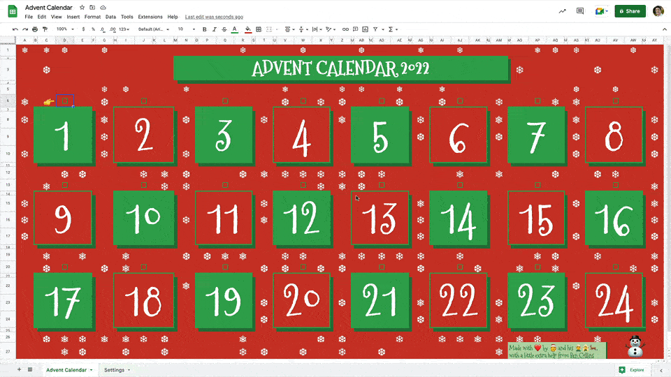 Make a Digital Advent Calendar in Sheets