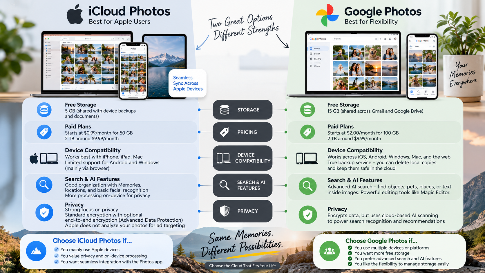 iCloud Photos vs Google Photos Comparison