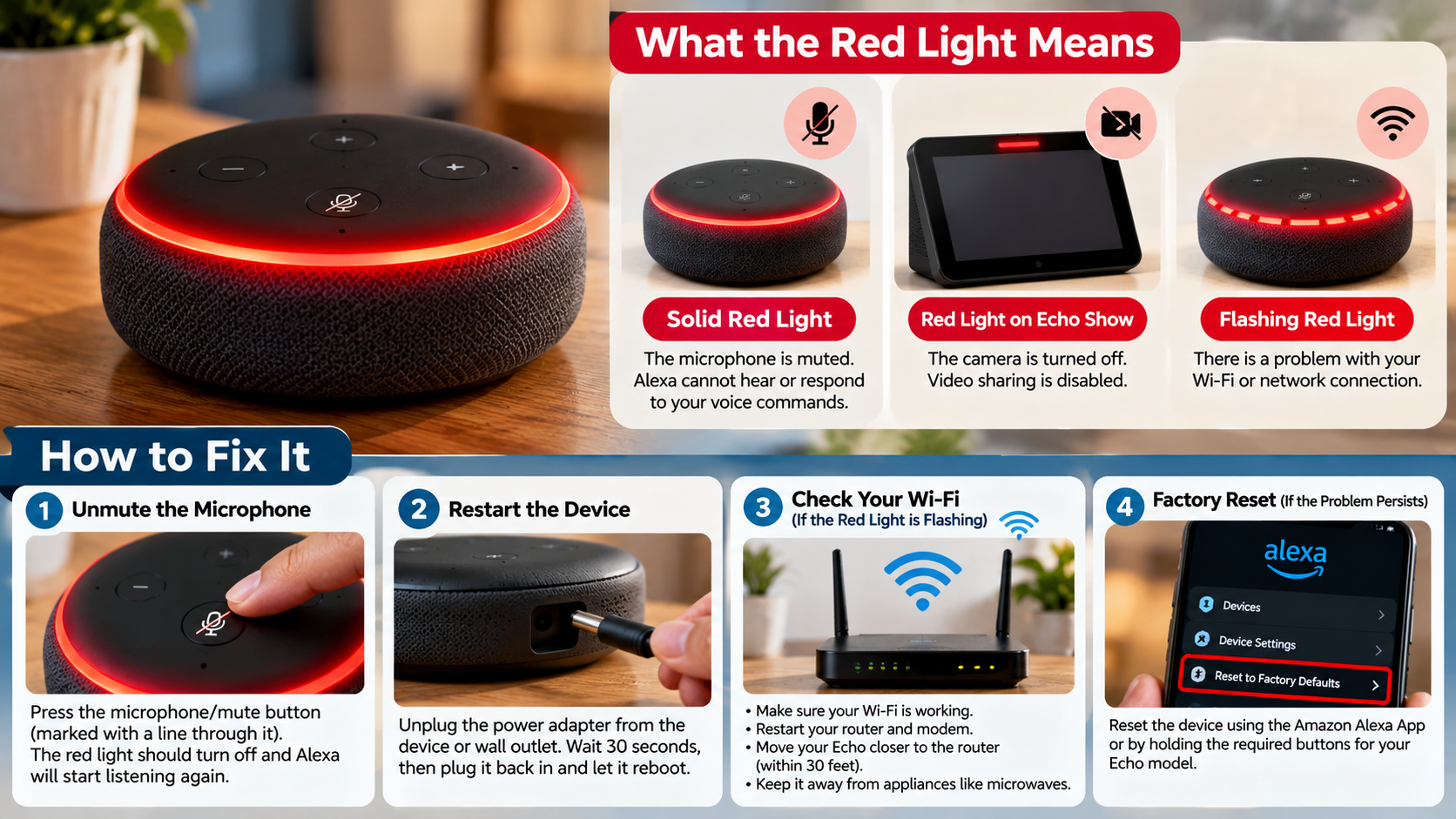 Alexa Red Light: Meaning and Fixes