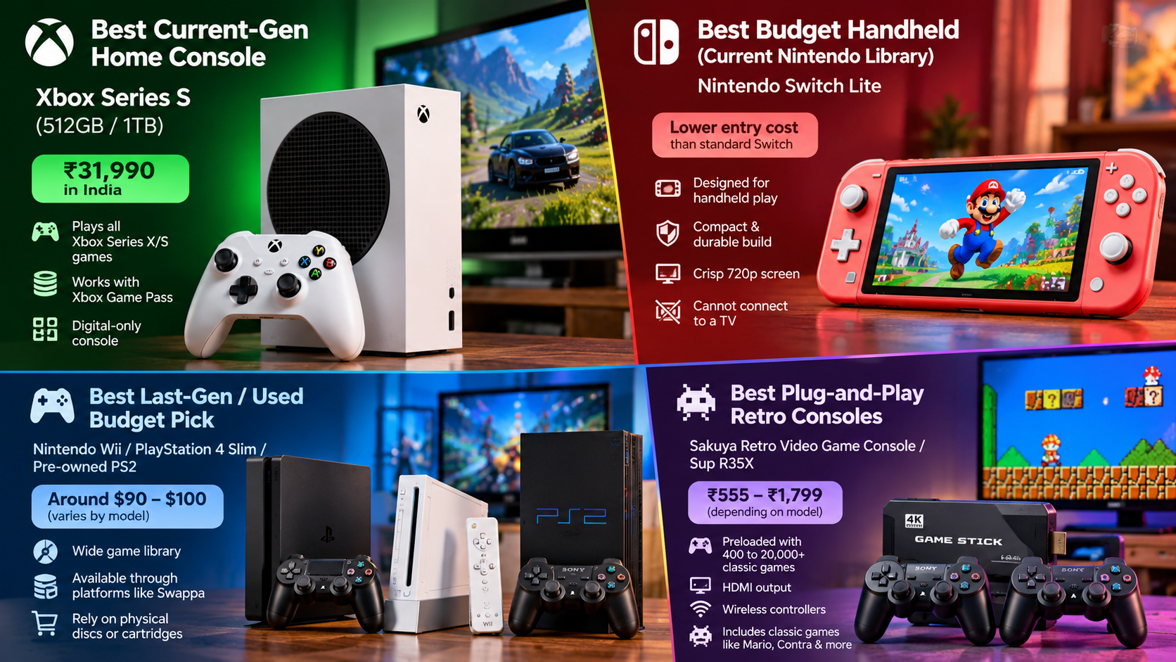 Budget Gaming Consoles: Four Great Picks
