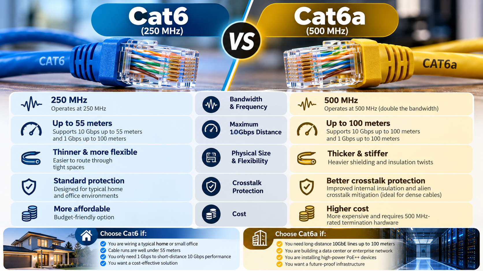 Cat6 vs Cat6a Ethernet Comparison