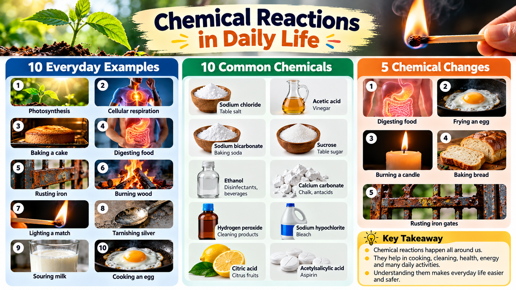 chemical reactions in daily life