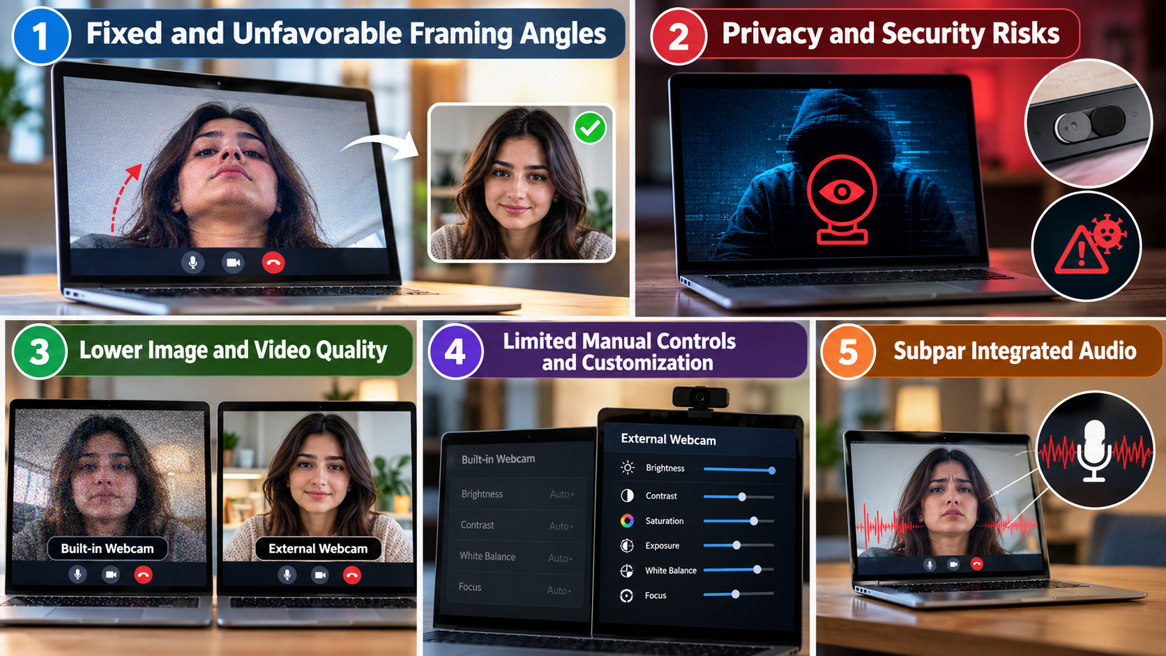 Five Laptop Webcam Disadvantages Infographic