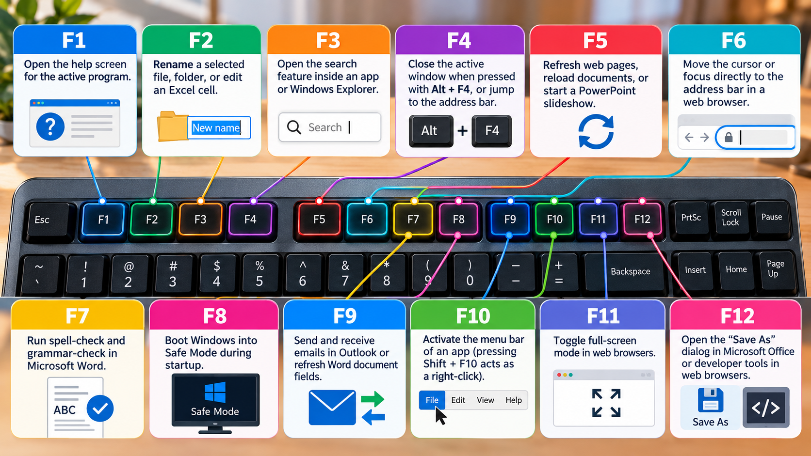 Function Key Shortcuts Cheat Sheet