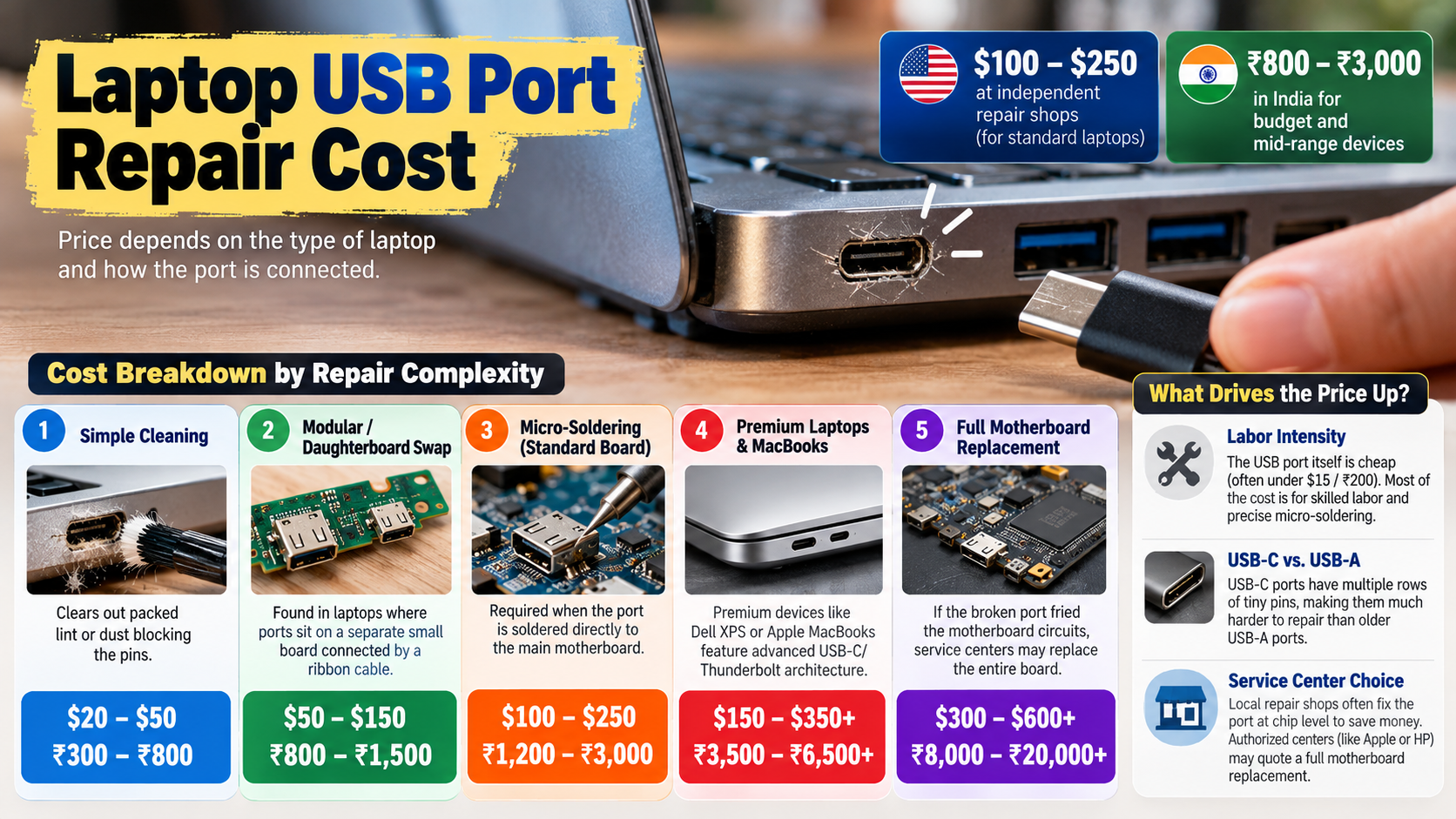 Laptop USB Port Repair Cost Infographic