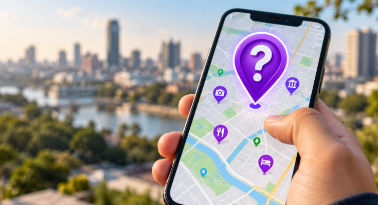 purple icons on Google Maps
